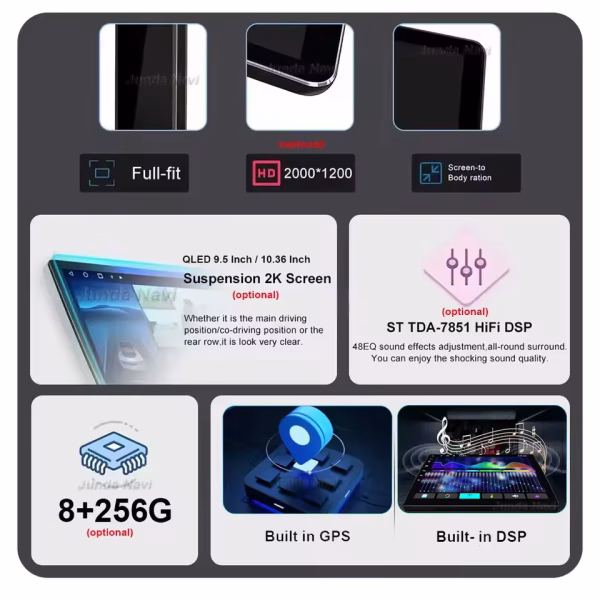 9 Inch Android 14 Car Multimedia Video Player Universal 2DIN Stereo Radio GPS For Volkswagen Nissan Hyundai Kia Toyota DSP WIFI - Image 2