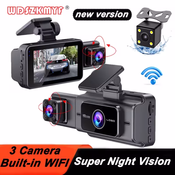 3 Channel 1080P Car DVR WIFI Dash Cam for Cars Video Recorder Rear View Camera for Vehicle Black Box Night Vision Car Assecories