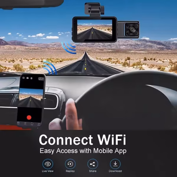 3 Channel 1080P Car DVR WIFI Dash Cam for Cars Video Recorder Rear View Camera for Vehicle Black Box Night Vision Car Assecories - Image 3