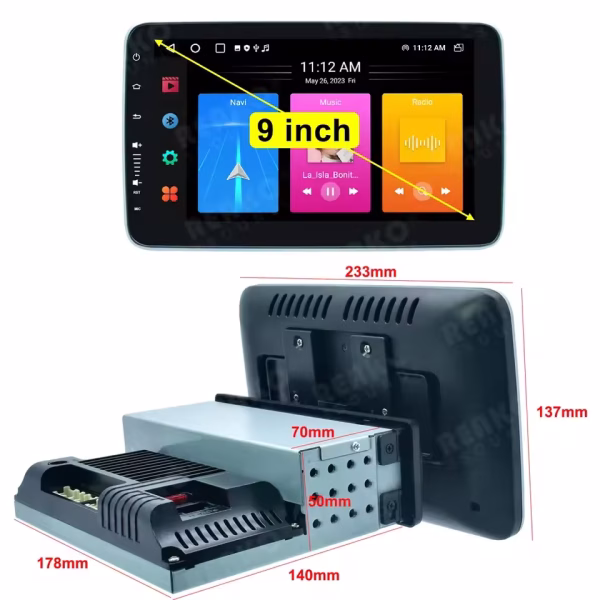 Lelv 9'' & 10" Android 12 1DIN Car Stereo Radio GPS DSP 360° Rotation Screen BT Call WIFI Carplay Autoradio Universal Navigation - Image 3