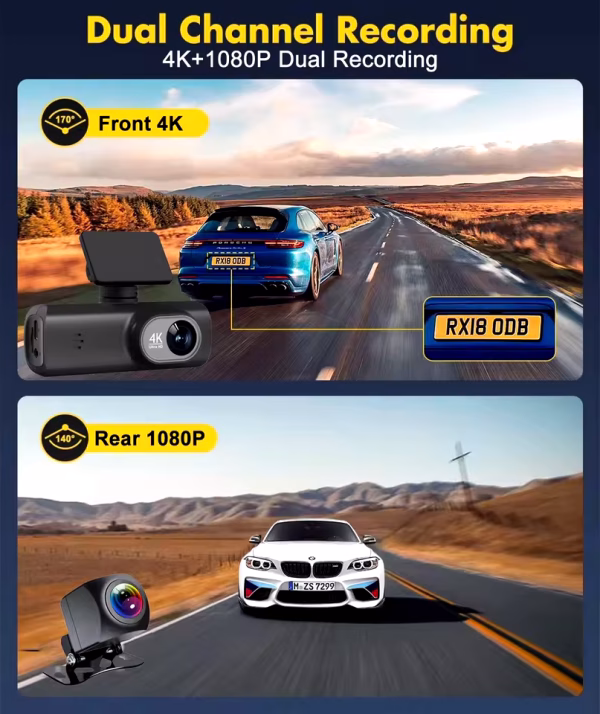 Soam Dash Cam 4K+1080P Dual-channel Dash Car Camera Recorder With GPS WiFi Car DVR 24H Parking Monitor Black Box - Image 9