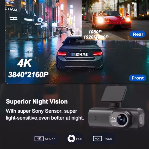 Soam Dash Cam 4K+1080P Dual-channel Dash Car Camera Recorder With GPS WiFi Car DVR 24H Parking Monitor Black Box - Image 6