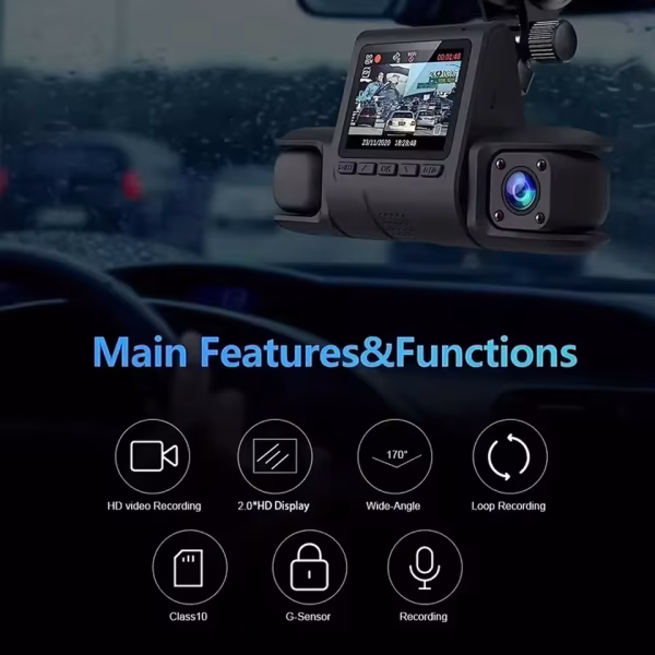 3 Camera Lens Car DVR 3-Channel Dual Lens Dash Cam HD 1080P Dash Camera Video Recorder 24H Parking Monitoring Dashcam - Image 2