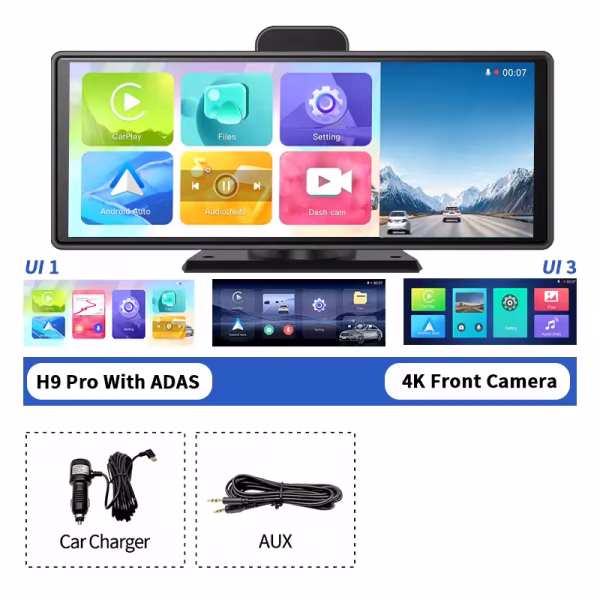 Imagebon 10.26" H9 Pro 4K Dash Cam ADAS Wireless CarPlay Android Auto Car DVR Camera AUX 5G WiFi GPS Navigation Video Recorder - Image 3