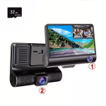Hd 1080P night vision three lens dashcam suction cup car front, inside and rear synchronous cycle recording video - Image 3