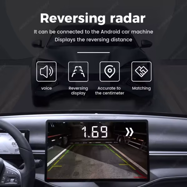 Car Radio Car Parking Sensor Assistant Connect To The Android Car Reversing Radar with Four Sensors Three-step Bibi Sound Alarm - Image 4