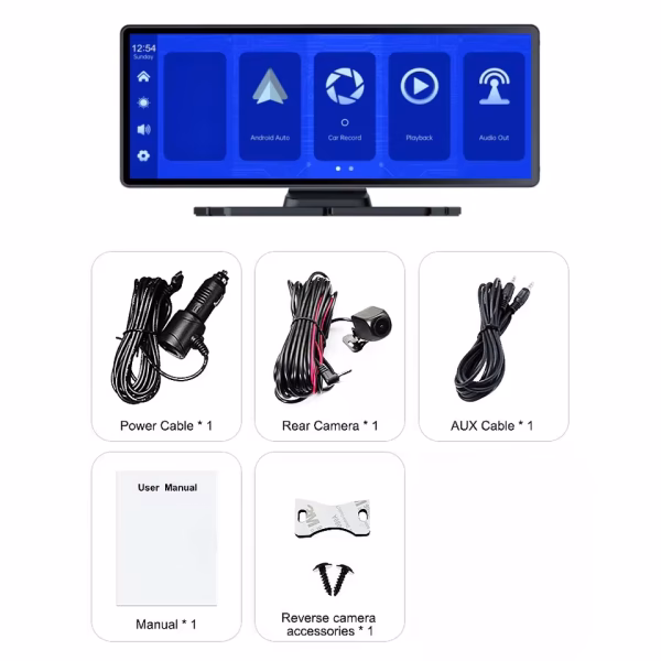 10.26 Inch Car Dvr 4K 3840*2160P Dash Cam Rearview Dashboard Dual Lens Android Auto&Carpaly Camera Driving Recorder WIFI AUX - Image 4