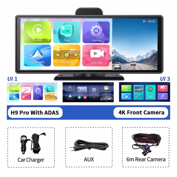 Imagebon 10.26" H9 Pro 4K Dash Cam ADAS Wireless CarPlay Android Auto Car DVR Camera AUX 5G WiFi GPS Navigation Video Recorder - Image 8