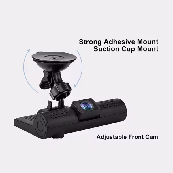 Hd 1080P night vision three lens dashcam suction cup car front, inside and rear synchronous cycle recording video - Image 6