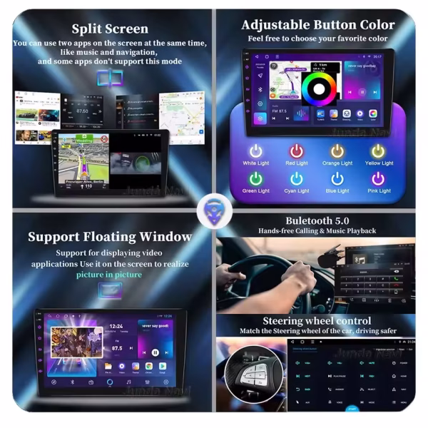 9 Inch Android 14 Car Multimedia Video Player Universal 2DIN Stereo Radio GPS For Volkswagen Nissan Hyundai Kia Toyota DSP WIFI - Image 4