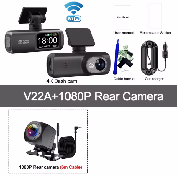 Soam Dash Cam 4K+1080P Dual-channel Dash Car Camera Recorder With GPS WiFi Car DVR 24H Parking Monitor Black Box - Image 11