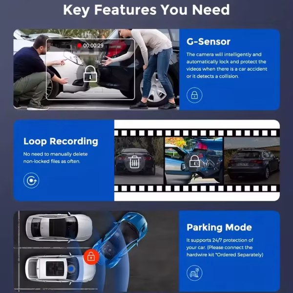 3 Channel 1080P Car DVR WIFI Dash Cam for Cars Video Recorder Rear View Camera for Vehicle Black Box Night Vision Car Assecories - Image 8
