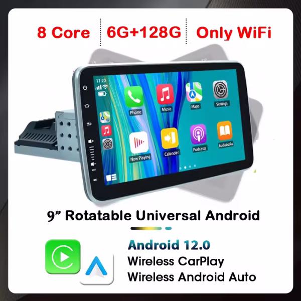 Lelv 9'' & 10" Android 12 1DIN Car Stereo Radio GPS DSP 360° Rotation Screen BT Call WIFI Carplay Autoradio Universal Navigation - Image 9