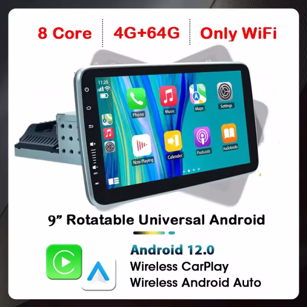 Lelv 9'' & 10" Android 12 1DIN Car Stereo Radio GPS DSP 360° Rotation Screen BT Call WIFI Carplay Autoradio Universal Navigation - Image 8