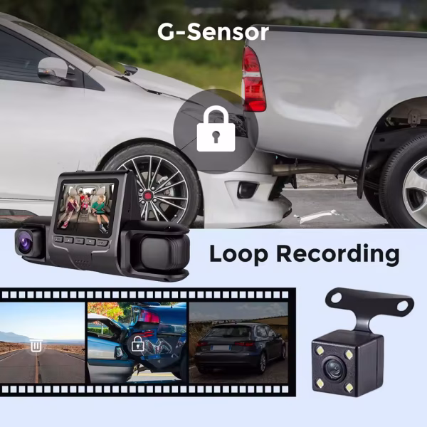 3 Camera Lens Car DVR 3-Channel Dual Lens Dash Cam HD 1080P Dash Camera Video Recorder 24H Parking Monitoring Dashcam - Image 5