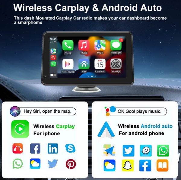 Portable Touch Screen 7inch IPS CarPlay Android Auto Car Radio Multimedia Video Player - Image 5
