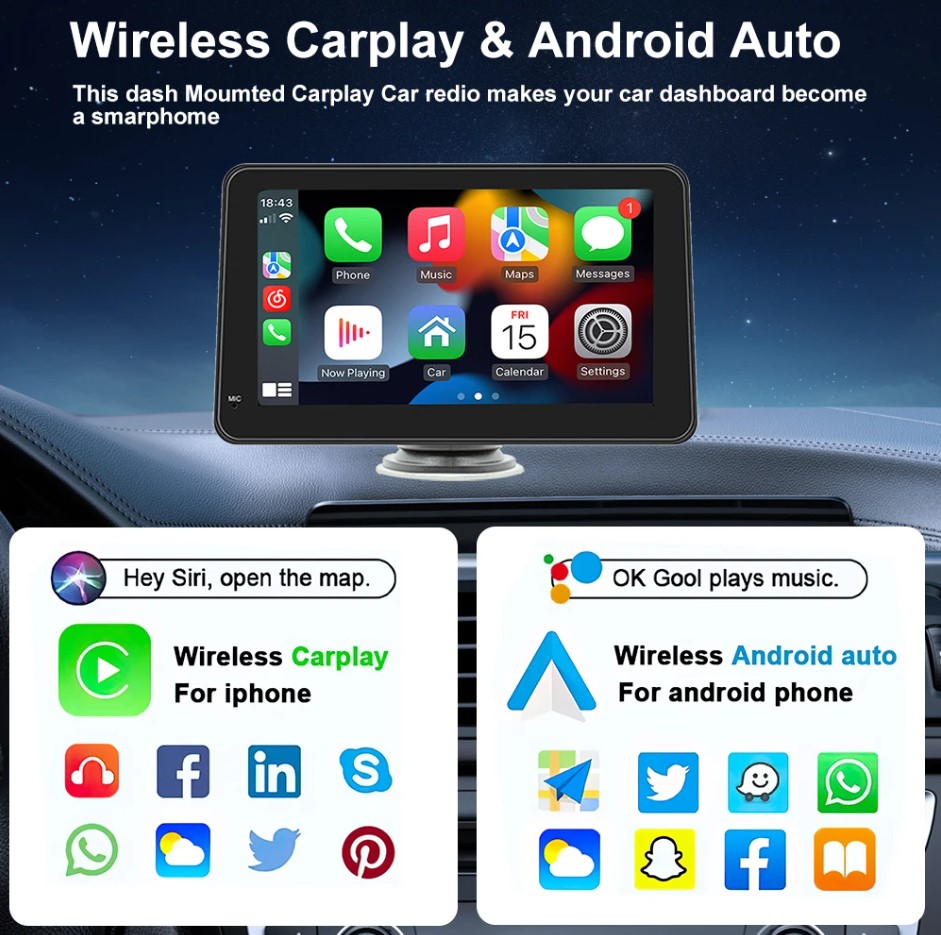 Portable Touch Screen 7inch IPS CarPlay Android Auto Car Radio Multimedia Video Player - Image 5