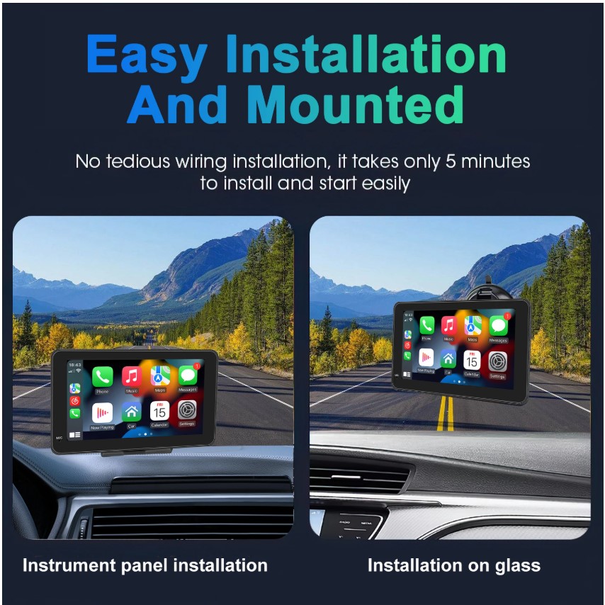 Portable Touch Screen 7inch IPS CarPlay Android Auto Car Radio Multimedia Video Player - Image 3