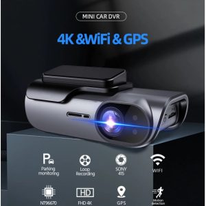 4K Car Dash Camera UHD Recording Car DVR Night Vision Video Recorder DashCam With GPS Wi-Fi  24H Parking Monitoring