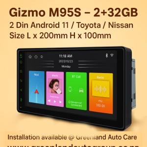 Gizmo M95S - 2+32GB 2 Din Android 11 / Toyota / Nissan Size L x 200mm H x 100 mm