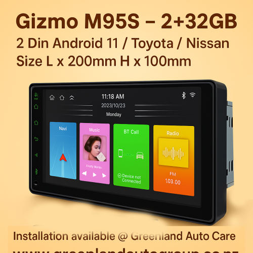 Gizmo M95S - 2+32GB 2 Din Android 11 / Toyota / Nissan Size L x 200mm H x 100 mm