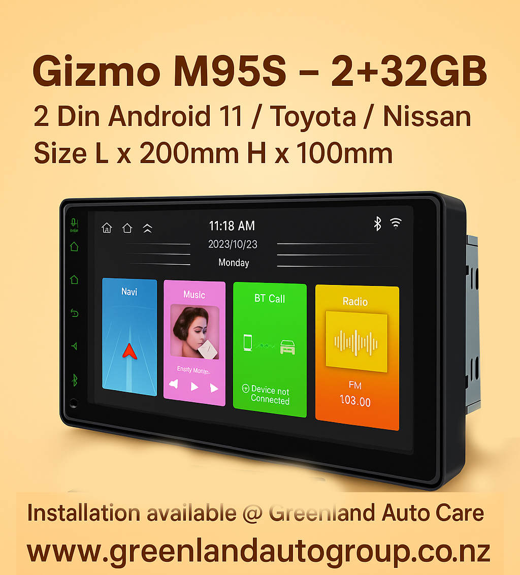 Gizmo M95S - 2+32GB 2 Din Android 11 / Toyota / Nissan Size L x 200mm H x 100 mm