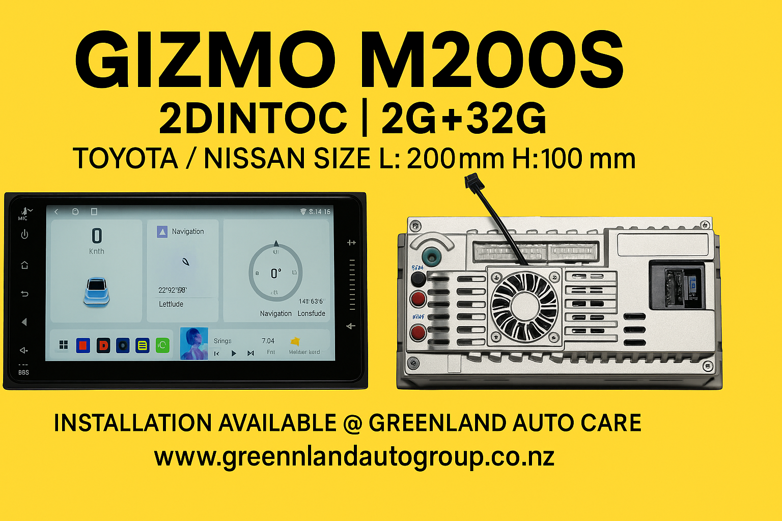 Gizmo M200S 2DINTOC | 2G+32G | Toyota / Nissan Size L x 200mm H x 100 mm