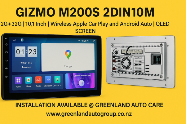 Gizmo M200S 2DIN10M | 2G+32G | 10.1 Inch | Wireless Apple Car Play and Android Auto | QLED SCREEN