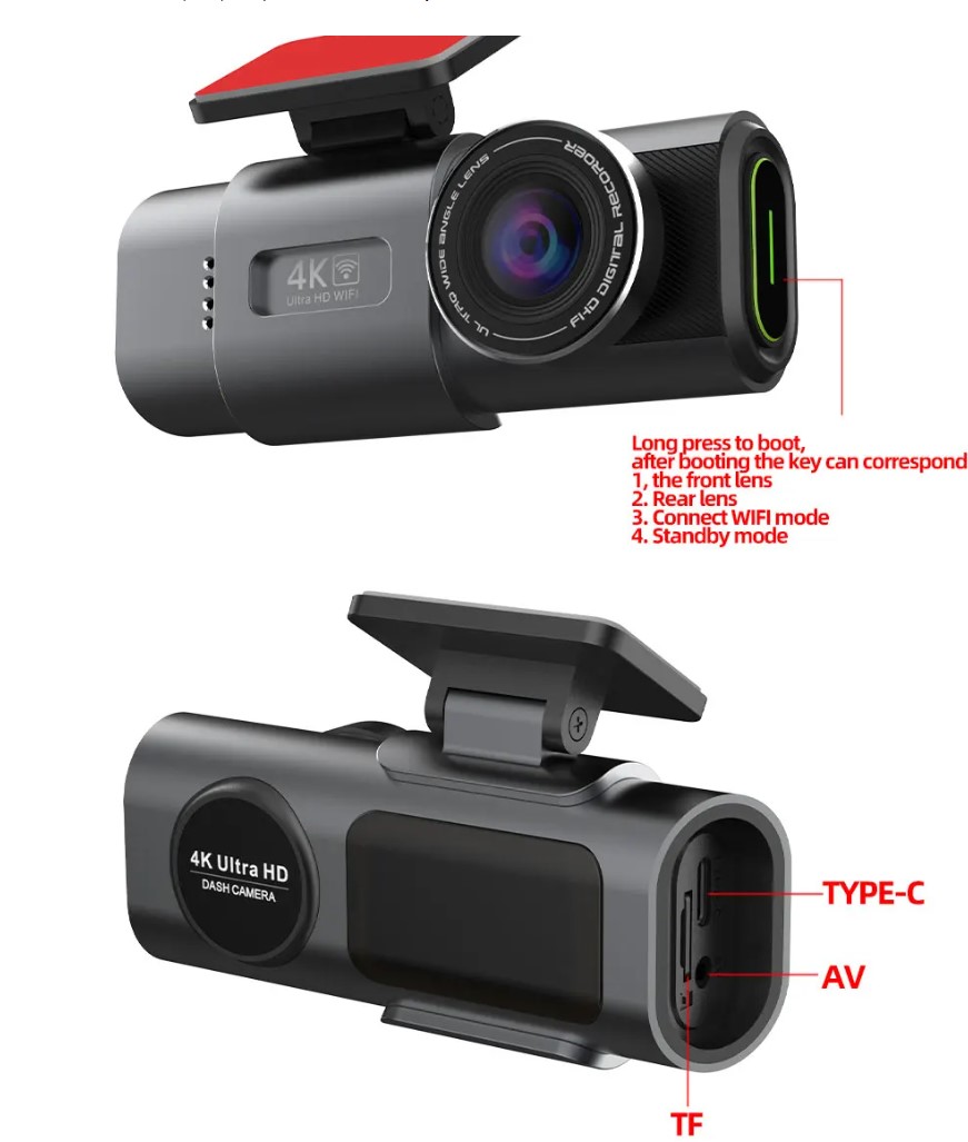 4K UHD Recording Car Camera DVR Night Vision Video Recorder Built-In Wi-Fi with GPS - Image 5