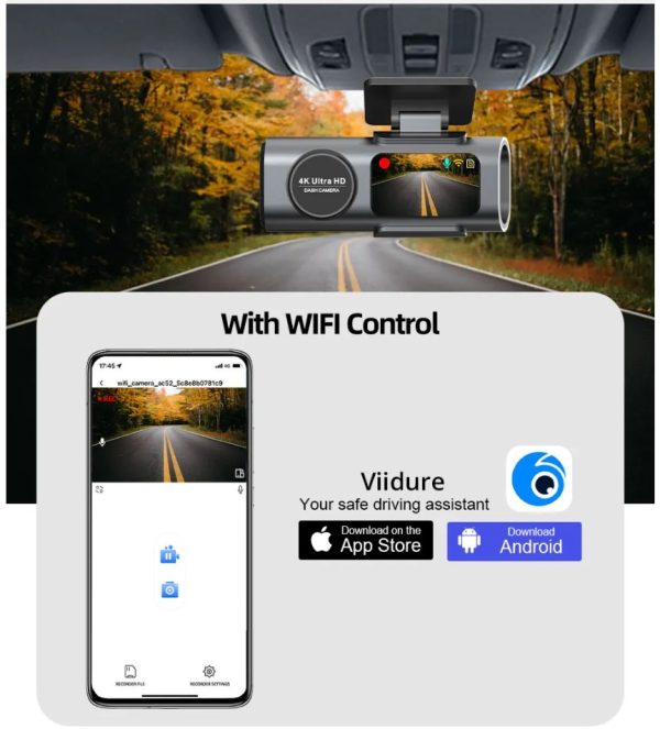 4K UHD Recording Car Camera DVR Night Vision Video Recorder Built-In Wi-Fi with GPS - Image 4