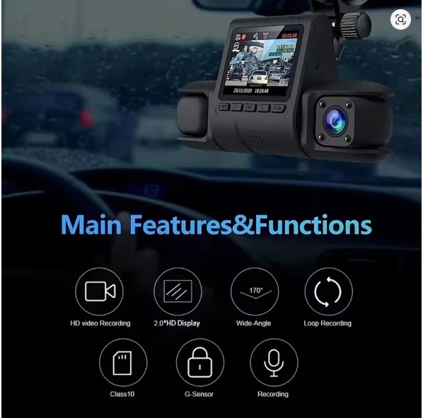Dash Camera 3 Camera Lens Car DVR HD 1080P  IR Night Vision 3-Channel Dash Cam Video Recorder Loop Recording - Image 3