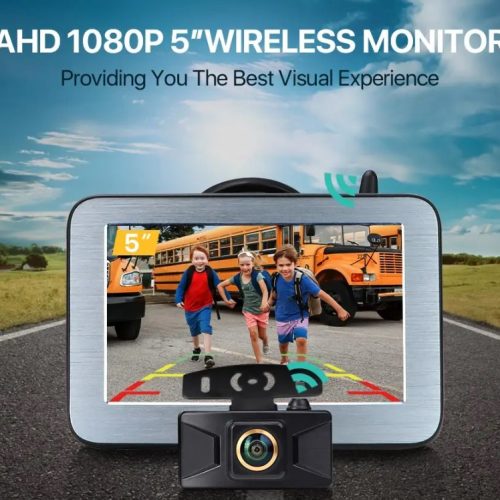 Wireless 5 Inch IPS Screen Parking Monitor AHD 1920x1080P Transmitter HD Rear View Camera For Truck Bus Car Vehicle Night Vision