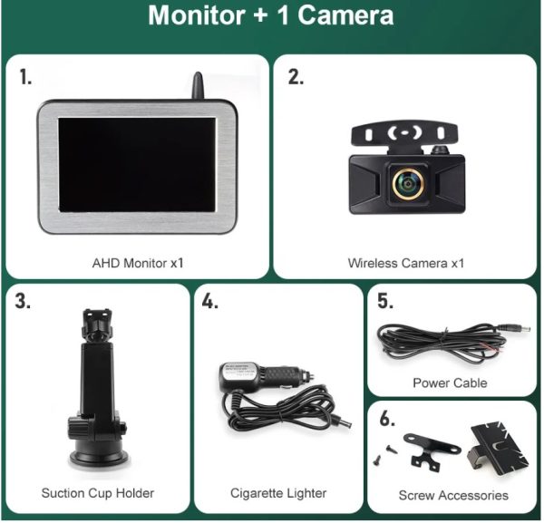 Wireless 5 Inch IPS Screen Parking Monitor AHD 1920x1080P Transmitter HD Rear View Camera For Truck Bus Car Vehicle Night Vision - Image 2