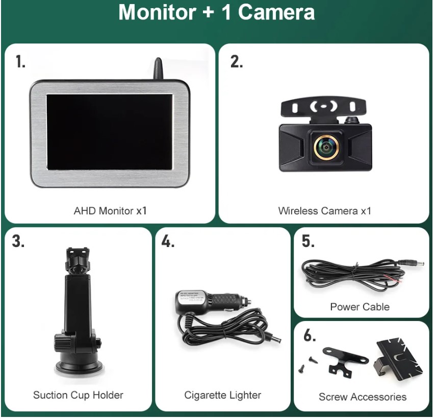 Wireless 5 Inch IPS Screen Parking Monitor AHD 1920x1080P Transmitter HD Rear View Camera For Truck Bus Car Vehicle Night Vision - Image 2
