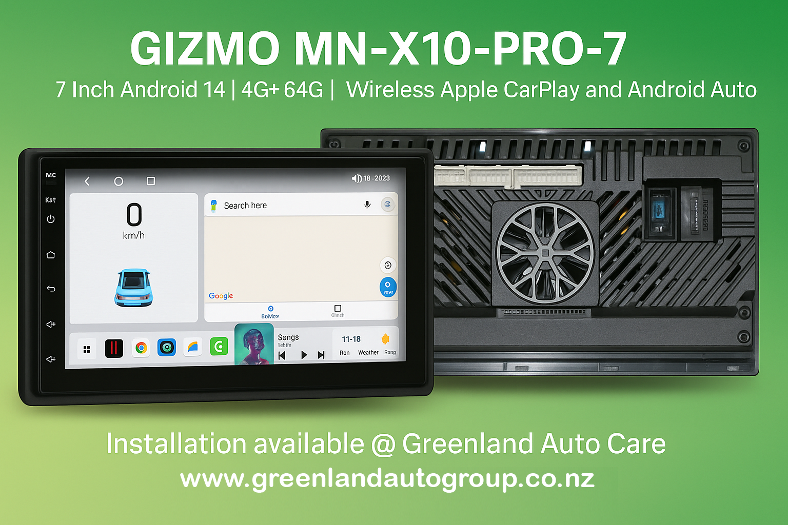 Gizmo MN-X10-PRO-7 | 7 Inch Android 14 | 4G+64G |Wireless Apple Car Play and Android Auto